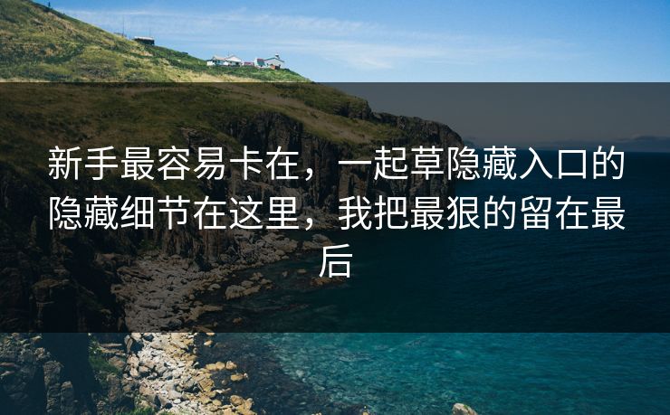 新手最容易卡在，一起草隐藏入口的隐藏细节在这里，我把最狠的留在最后