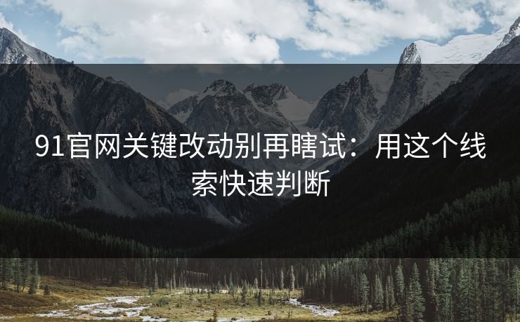 91官网关键改动别再瞎试：用这个线索快速判断