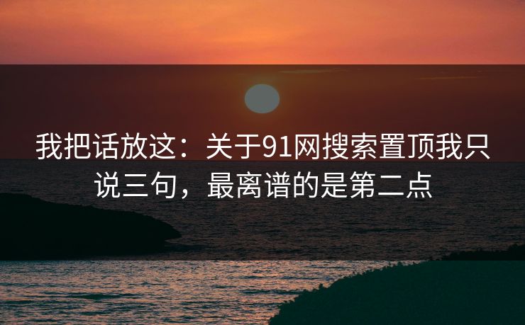 我把话放这：关于91网搜索置顶我只说三句，最离谱的是第二点