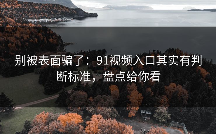 别被表面骗了：91视频入口其实有判断标准，盘点给你看
