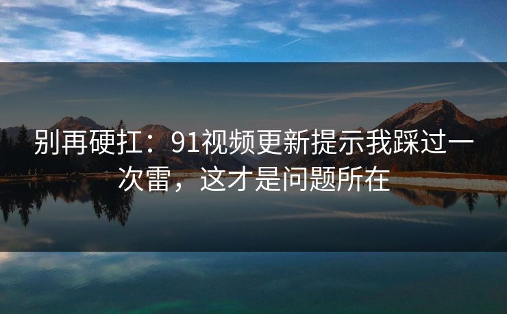 别再硬扛：91视频更新提示我踩过一次雷，这才是问题所在