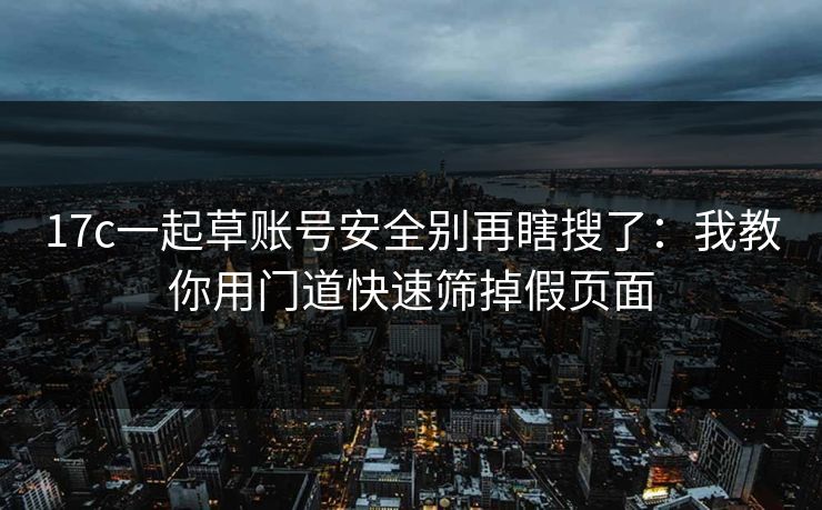 17c一起草账号安全别再瞎搜了：我教你用门道快速筛掉假页面
