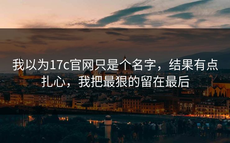 我以为17c官网只是个名字，结果有点扎心，我把最狠的留在最后