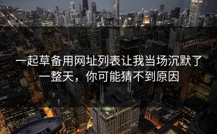 一起草备用网址列表让我当场沉默了一整天，你可能猜不到原因
