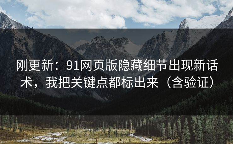 刚更新：91网页版隐藏细节出现新话术，我把关键点都标出来（含验证）