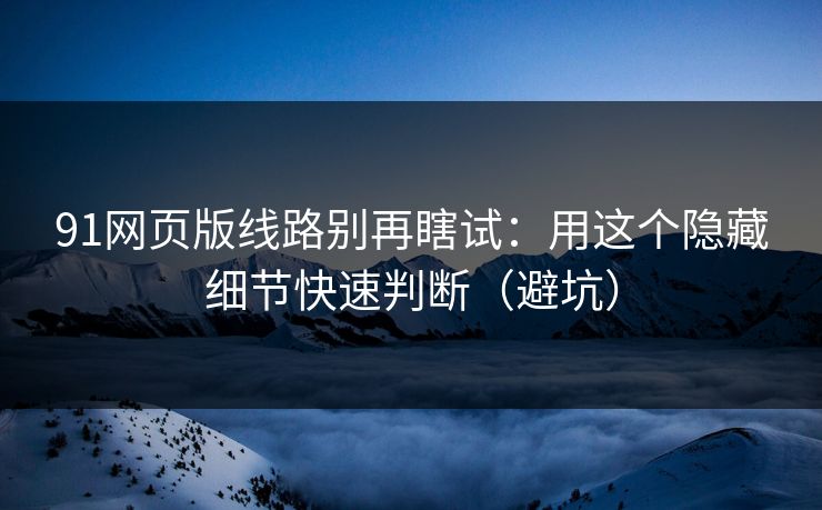 91网页版线路别再瞎试：用这个隐藏细节快速判断（避坑）