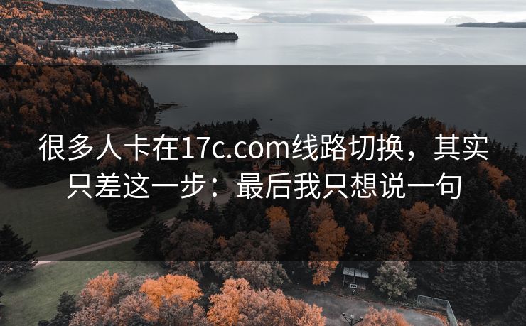 很多人卡在17c.com线路切换，其实只差这一步：最后我只想说一句